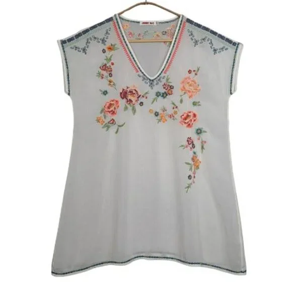 RARE Johnny Was Floral Embroidered Cupra Rayon Tunic - Picture 2 of 9